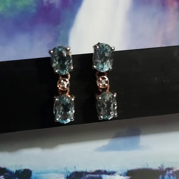 Aquamarine Vintage Earrings - Picture 4 of 7